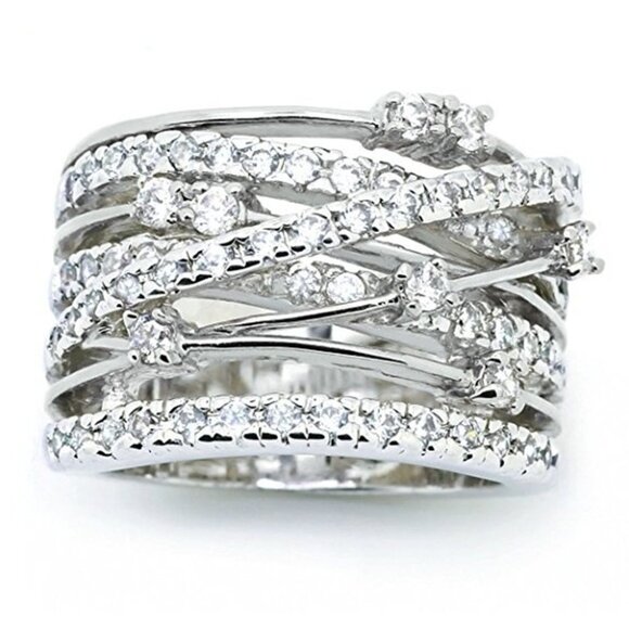 🎀 Multi Layer Exquisite Shiny Zircon Stackable Rings for Women, EVGG1310 - Picture 4 of 7